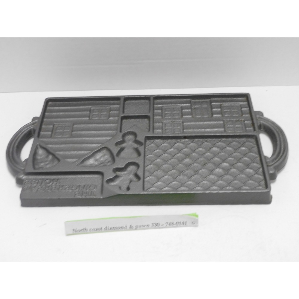 Vintage John Wright Cast Iron Gingerbread House Mold Baking Pan 1985 DH119
